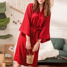 Антибактериальное сексуальное женское белье, ночное платье для женщин, халат для невесты, кимоно, атласное шелковое кружевное ночное белье, ночная рубашка, халат nuit