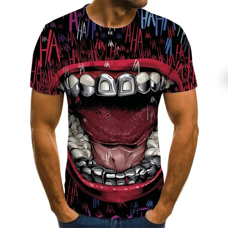 

Brand Men 3D T-Shirts Creative Mouth Print Tshirt Summer Short Sleeve T shirt Fashion Men Women Short Sleeve Breathable Tees