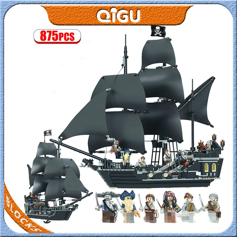 

875PCS Pirates of the Caribbean Building Blocks Toys Compatible The Black Pearl Ship Toys for Girls Boys Children