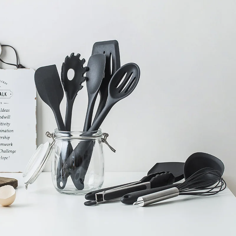 

ERMAKOVA 10-Pieces Silicone Kitchen Cooking Tool Set Nonstick Kitchen Utensil Cookware Set Gadget Utensil