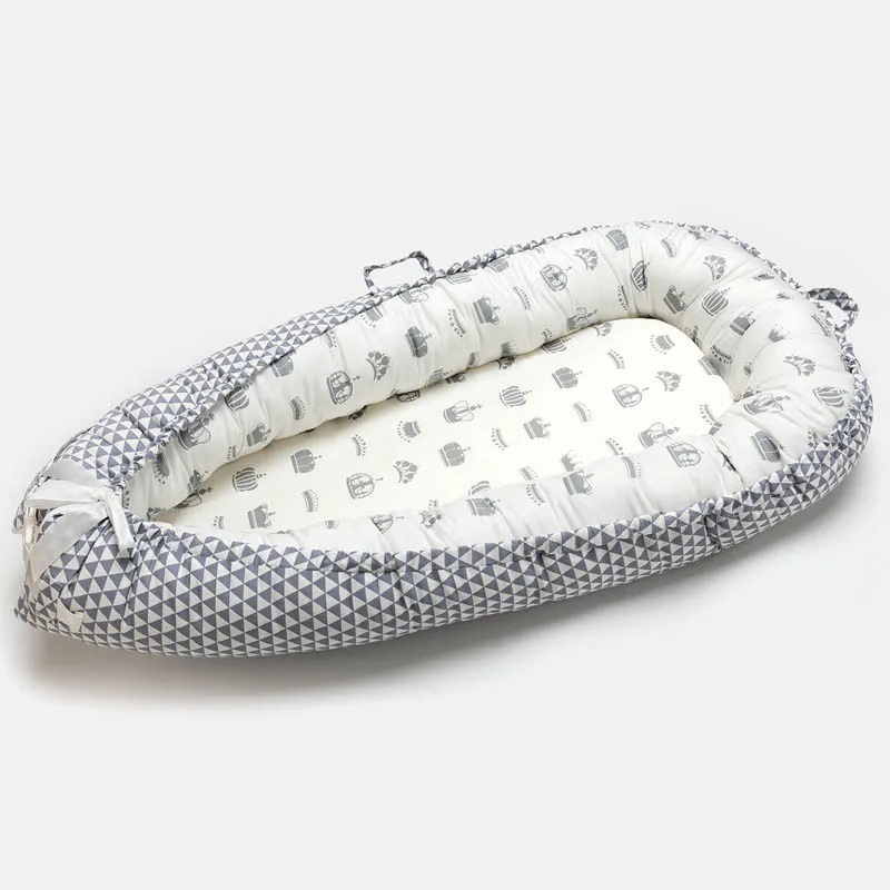Переносное детское гнездо, съемная детская колыбель, моющаяся детская кроватка для новорожденных, дорожная складная детская кроватка, бампер для ухода за малышом - Цвет: grey