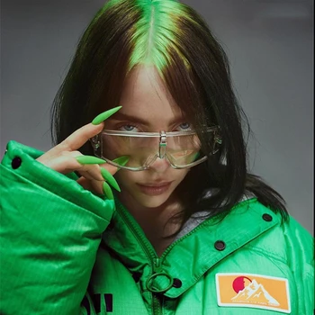 

New Personality One-piece Female Sunglasses Big Frame Ocean Yellow Trend Net Red Windproof Eye Protection Fashion Sunglasses