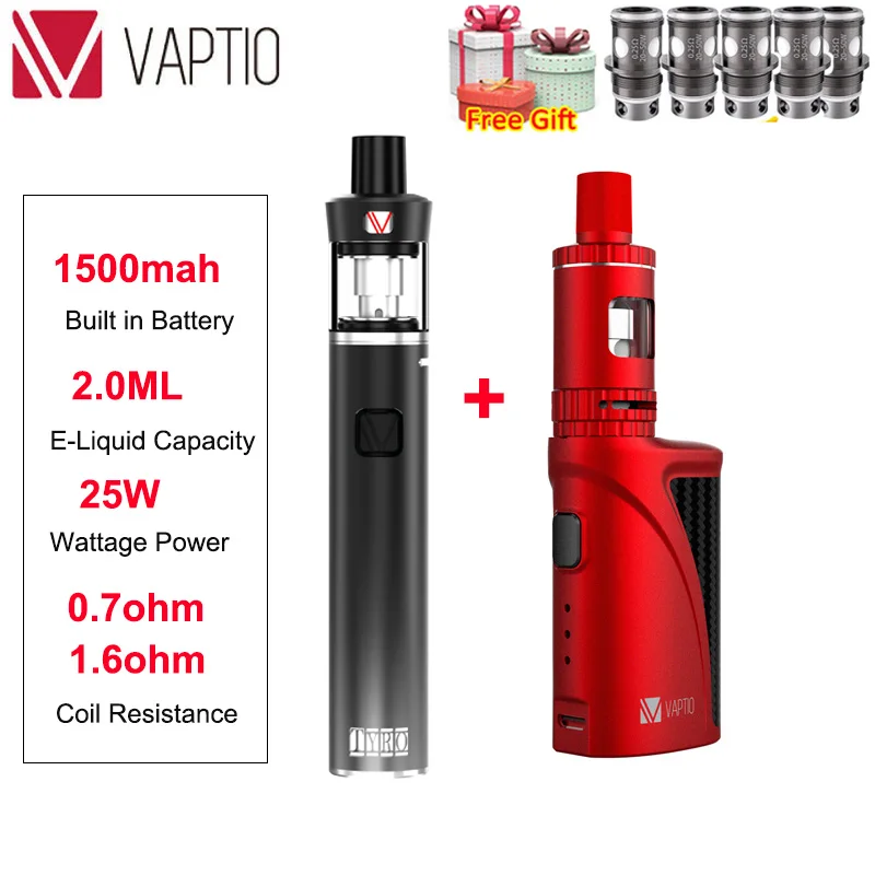 

Electronic cigarette vapor 50W&1300mah Vaptio P1 Mini KIT built in battery fit 510 thread tanks atomizer kits