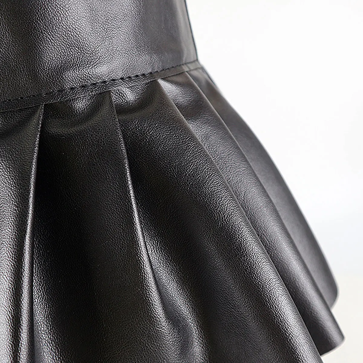 Womens Ladies Sexy Skirts Faux Leather High Waist Front Zipper Pleated Skirts Split Pole Dance Mini Skirt for Parties Clubwear