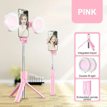 

Wireless Bluetooth Selfie Stick LED Ring light Live Tripod For iPhone 11 Pro 7 8 Foldable Handheld Monopod Shutter Remote Tripod