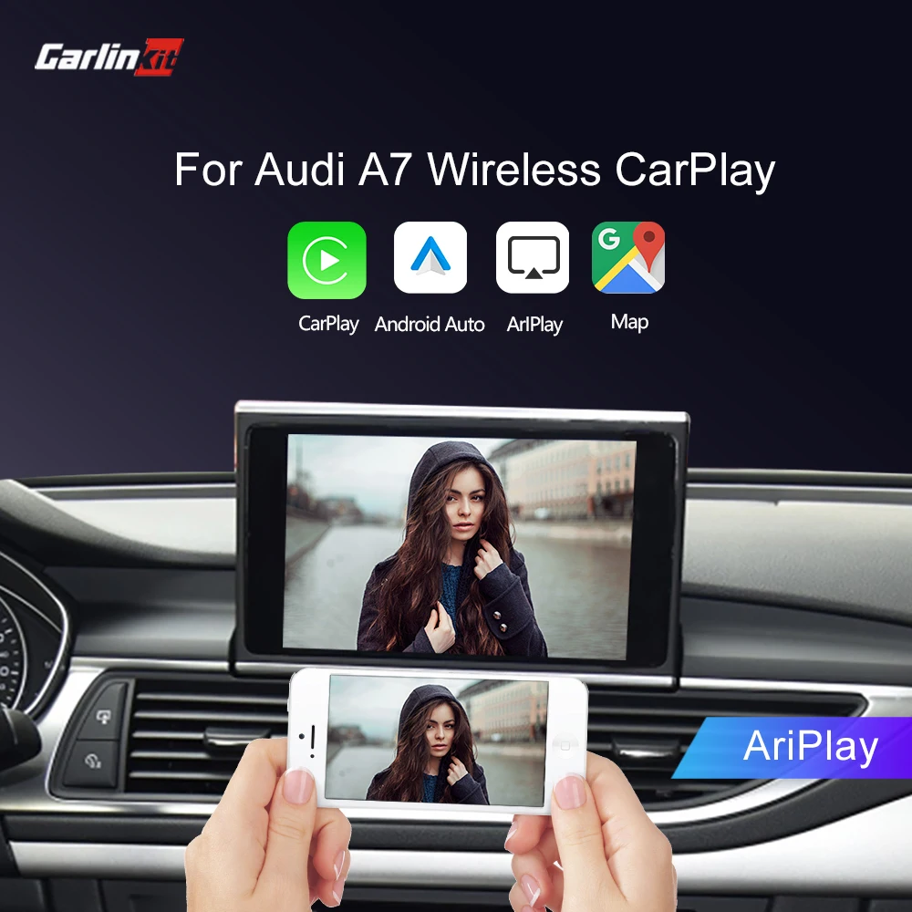 2009-2018 Carlinkit Audi Wireless Carplay Android Auto Retrofit Kit Support Audi 2009-2019 2009-2018 A4-A7//S4-S7 C6 C7 C8 2013-2018 Q5 Q7 A3 S3 Q3 A1