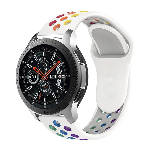 20mm/22mm Strap for Samsung Galaxy Watch 4/3/46mm/42mm/Active 2/Gear S3 Frontier Silicone Bracelet Huawei Watch GT/2/2e/Pro Band White rainbow 1