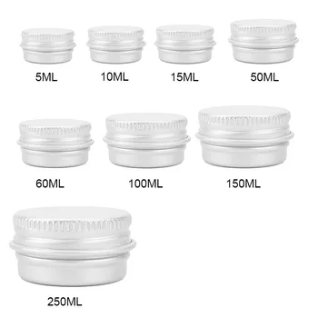 

1 Pcs Empty Aluminium Cosmetic Tin Refillable Containers Round Aluminum Box Portable Durable Aluminum Box Screw Jar TSLM1