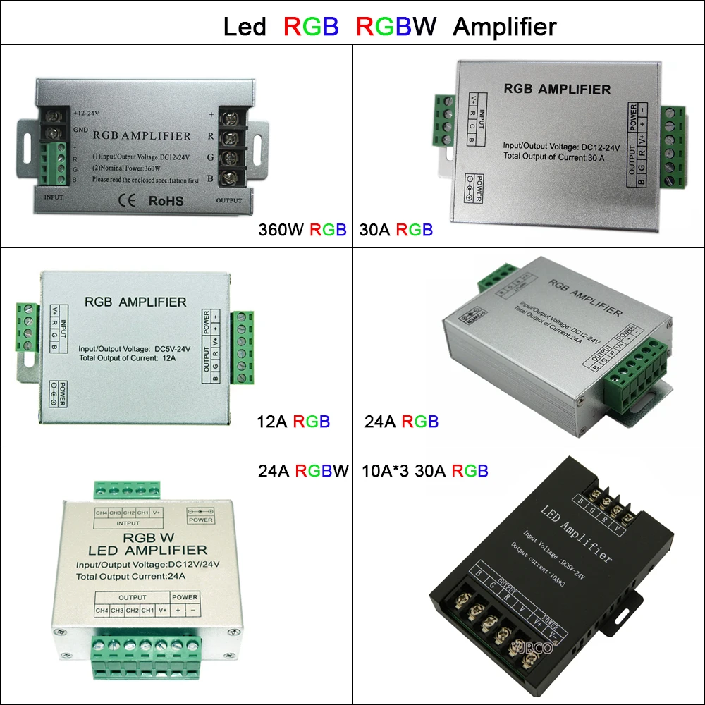 Aluminum DC5V-24V Led Controller 12A/24A/30A 3CH 4CH RGB RGBW Amplifier for 5050 3528 Strip Tape Power Repeater Console | Лампы и