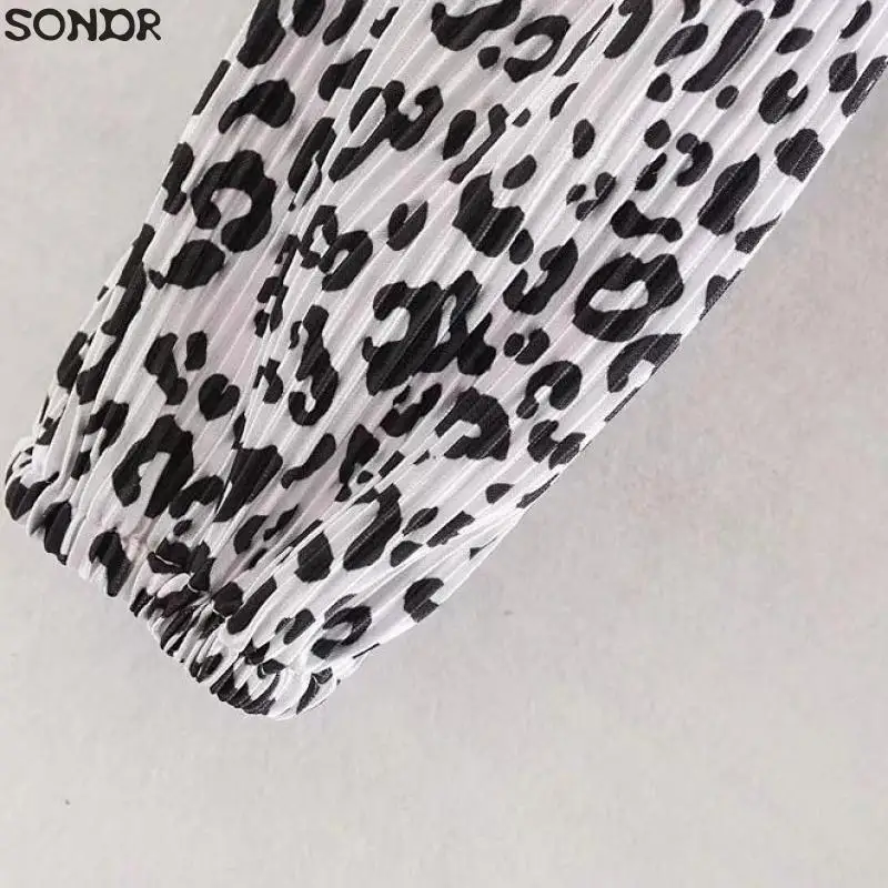 Sondr Женская мода Черный горошек блузка с длинным рукавом Сексуальная V образным вырезом блузки женские повседневные стильные шикарные рубашки Blusas T690