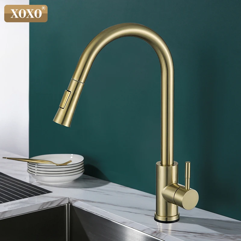  Kitchen Faucet Pull Out Smart Touch Faucet Cold and Hot Brushed Gold torneira cozinha Single hole s - 4000143945581