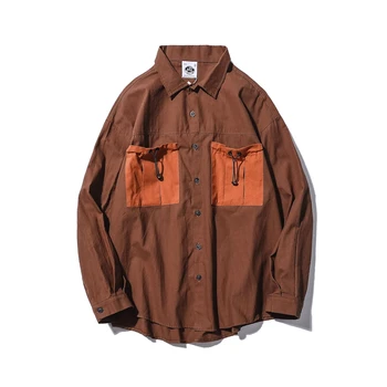 

Autumn Winter Fashion Men Shirts Japanese High Quality Long Sleeve Casual Shirts 100% Cotton Warm Hit Color Shirts