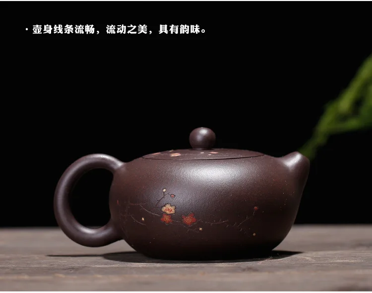 Raw Ore Black Red Clay Plum Flat Beauties Pot a Generation of Delivery Carving-Large Size Yixing Clay Teapot Batch Manufacturers