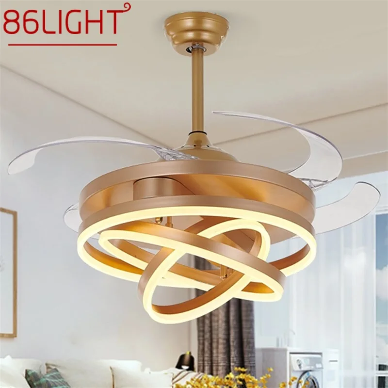 

86LIGHT Ceiling Fan Light Without Blade Lamp Remote Control Modern Creative Gold For Home Living Room 120V 240V