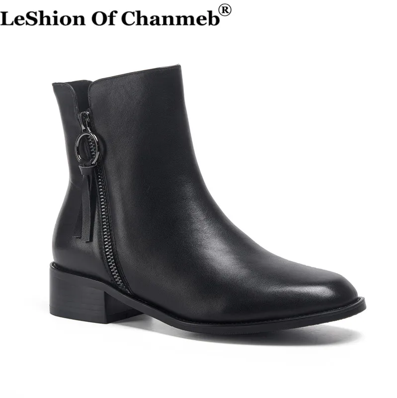 

Simple Style Natural Cow Leather boots Motorcycle Boots Women zipper Round Toe Flats Boots Woman Ladies Fall Winter Biker Boots