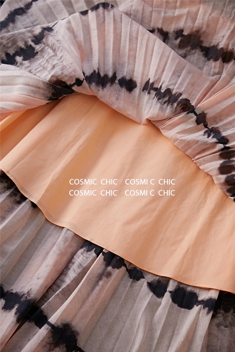 Cosmicchic SS подиумная дизайнерская юбка макси с завышенной талией, большие качели, элегантная Ретро трапециевидная юбка с принтом, гофрированные длинные юбки