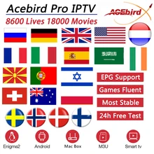 Acebird Iptv подписка голландский Великобритания Германия Израиль США Польша испанский Россия Европа Азия арабский латинский 8600Live 18000VOD EPG