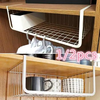 

Hanging Under Cupboard Iron Storage Shelf Mesh Basket Kitchen Rack Chopping Block Rack Cutting Board Towel Holder Cabinet Door
