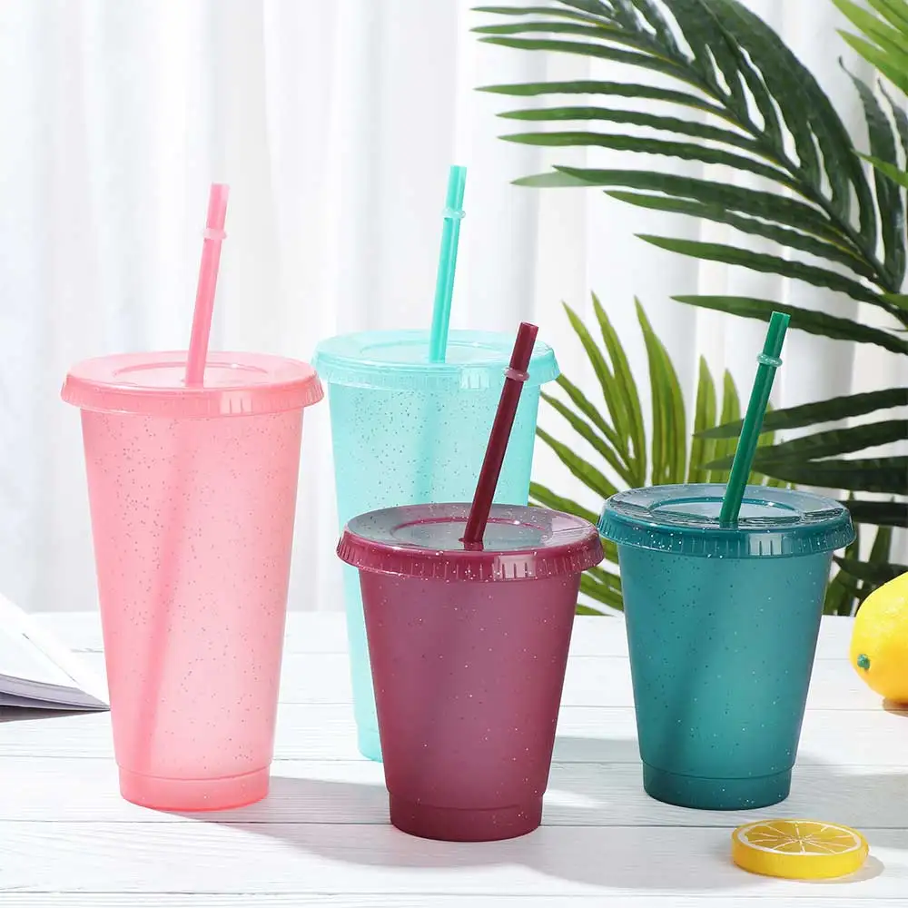 Reusable Plastic Cups Lids Straws  Plastic Cup Lid Straw Tumbler - 1/5pcs  700ml - Aliexpress