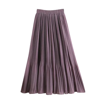 

2020 Women Pleated Chiffon Skirts Sexy Candy Color Harajuku Clothes Mujer Faldas Fashion Long High Waist Casual Skirt W251