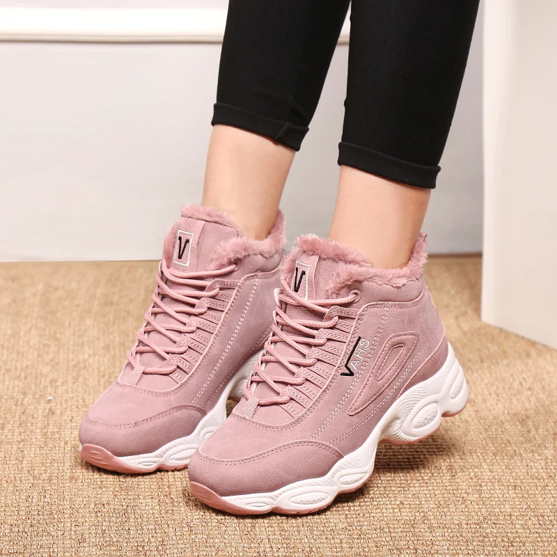 

Winter Women Shoes Velvet Fur Platform Sneakers High Top Female Casual Shoes Warm Ladies Shoes Snow Woman Boots Zapato Mujer