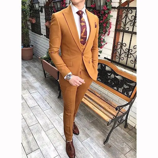 

Handsome Groomsmen Wool blend Groom Tuxedos Mens Wedding Dress Man Jacket Blazer Prom Dinner (Jacket+Pants+Tie+Vest) A127