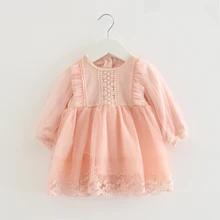 Платье для маленьких девочек коллекция года, кружевная фатиновая вышивка, рукав-фонарик, праздничное платье принцессы детская одежда для маленьких детей, От 0 до 2 лет