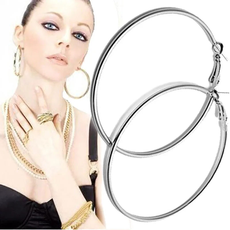 1Pair Simple For Women Big Smooth Earsring Clear Circle Round Hoop Charm Earrings Jewelry Brincos Femininos | Украшения и