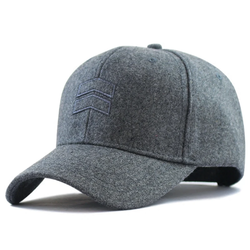 

2019 Winter Dad Warm Felt Hats Big Head Man Wool Cap Male Plus Size Baseball Caps 56-62cm 62-68cm