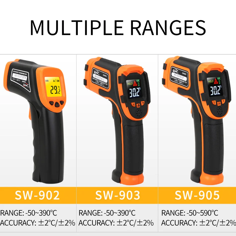 

50~390C Sensing Temperature Tester Heating Pipe Portable Indoor Precision Industrial Thermometer Measuring Infrared Instrument