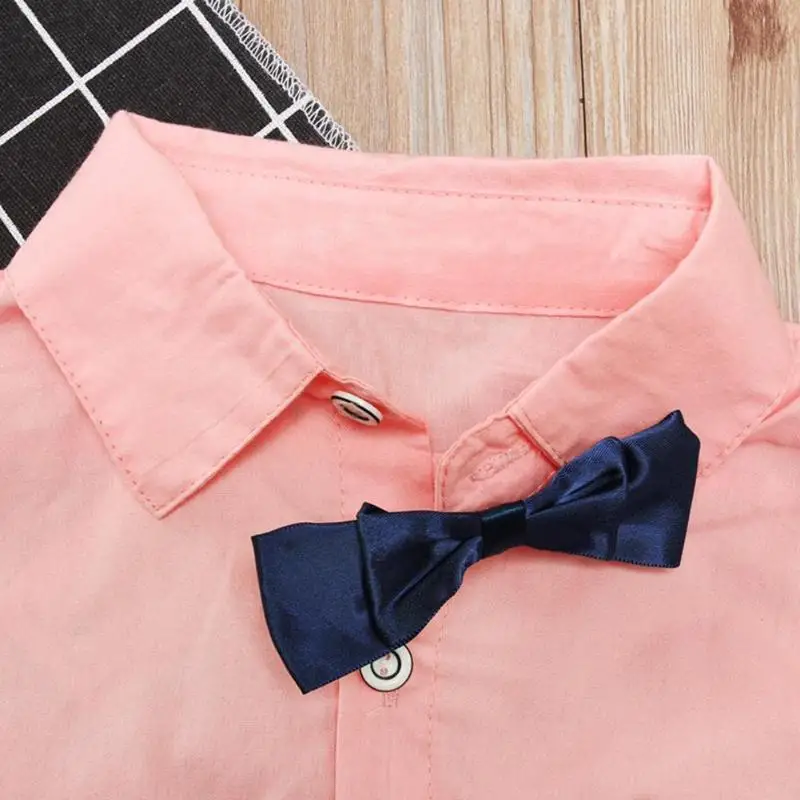 Одежда для маленьких мальчиков из 3 предметов Осенняя детская одежда деловой костюм рубашка с галстуком-бабочкой и длинными рукавами джентльменские комплекты одежды для детей
