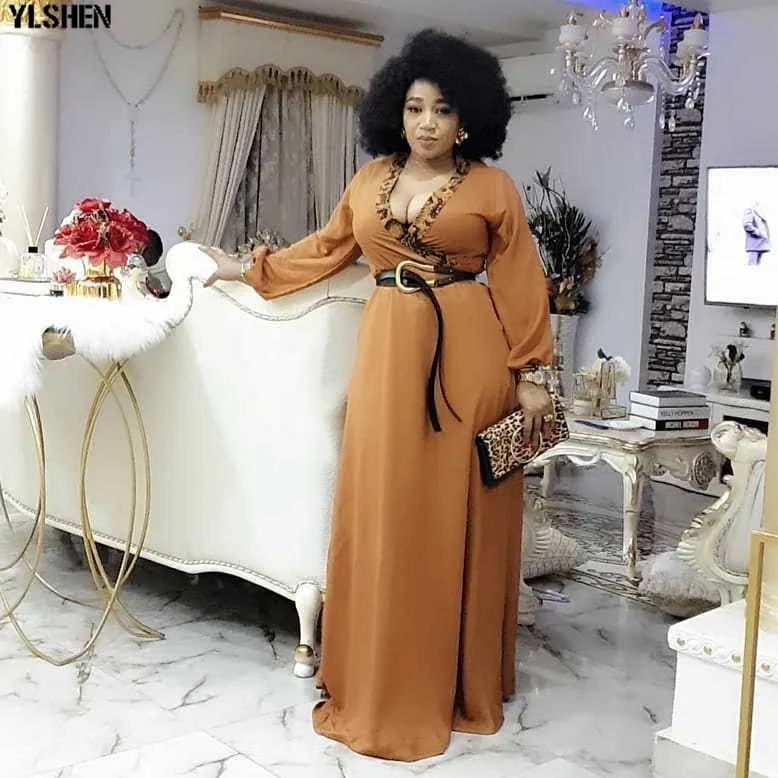 Long Maxi Dress African Dresses For Women Clothes Africa Clothing Elegant V-neck Ankara Dresses Fashion Robe Africain Femme 2020 04