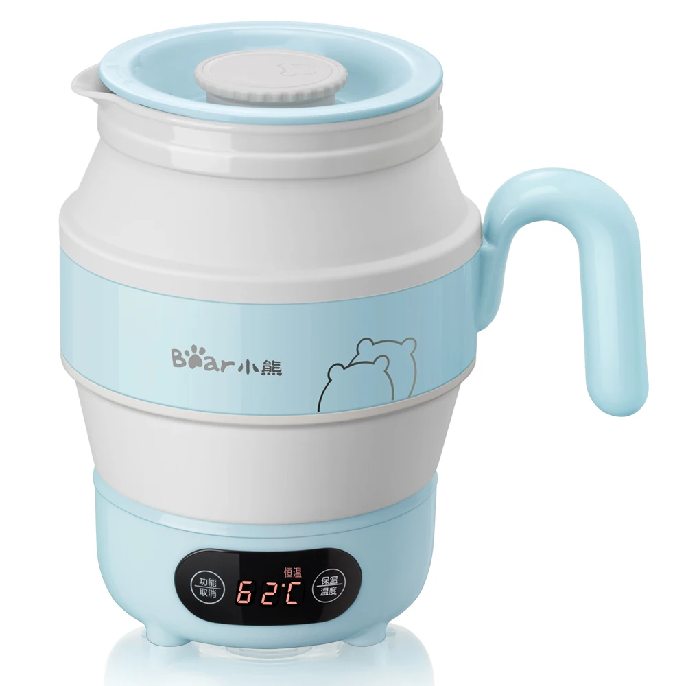 Портативный электрический чайник складной небольшой дорожный бытовой автоматическая изоляция бутылки горячей воды - Цвет: Небесно-голубой