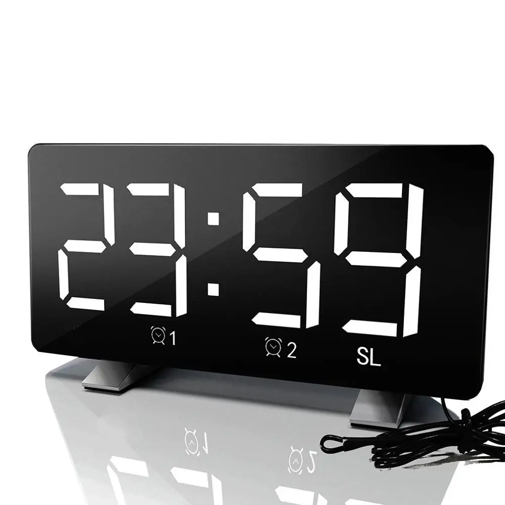Светодиодный радио Будильник креативный Snooze электронные часы настольные часы Спальня офисная зарядка через Usb будильник - Color: White