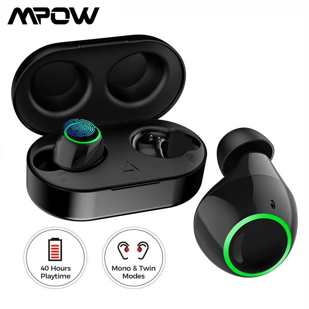 

Mpow T6 True Bluetooth 5.0 Wireless Earbuds IPX7 Waterproof Upgraded TWS Earphones with 40H Playtime for iPhone 11 Xiaomi Huawei