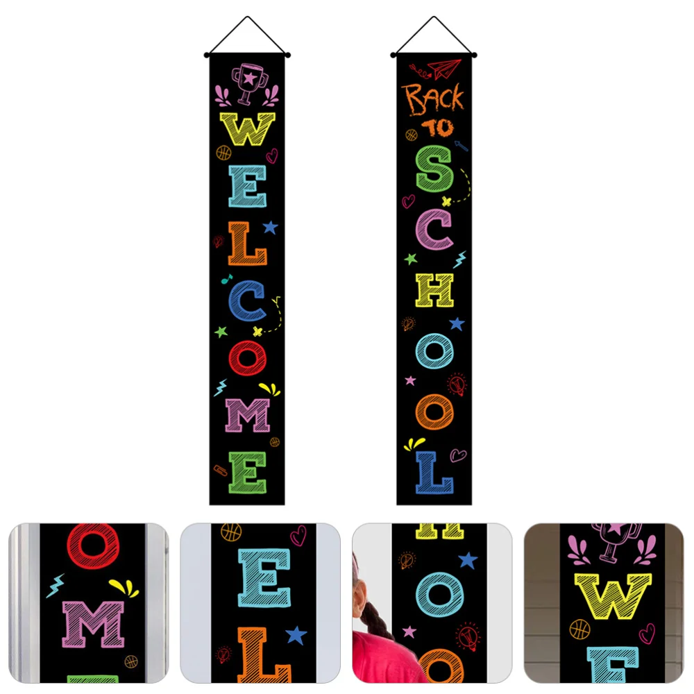 1 Pair Welcome Back Door Couplets School Banners Curtain Decorations |