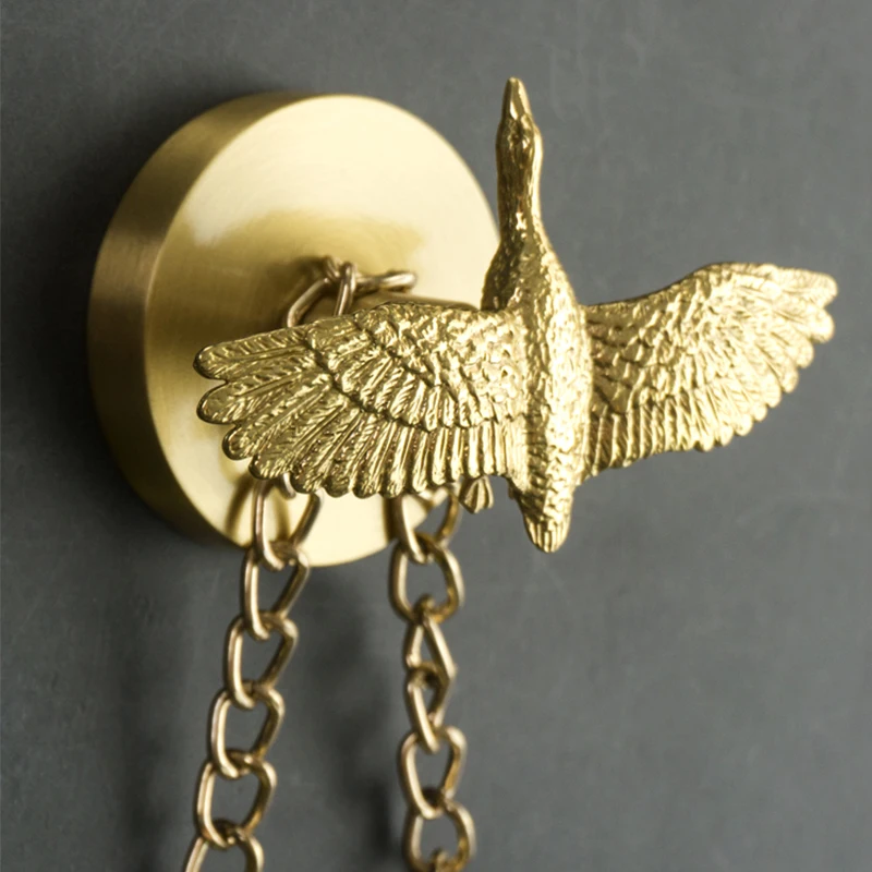 Animal Shape Solid Brass Hanging Coat Rack Clothes Display Racks Key hook Storage Hangers Wall Decorative Flower 3