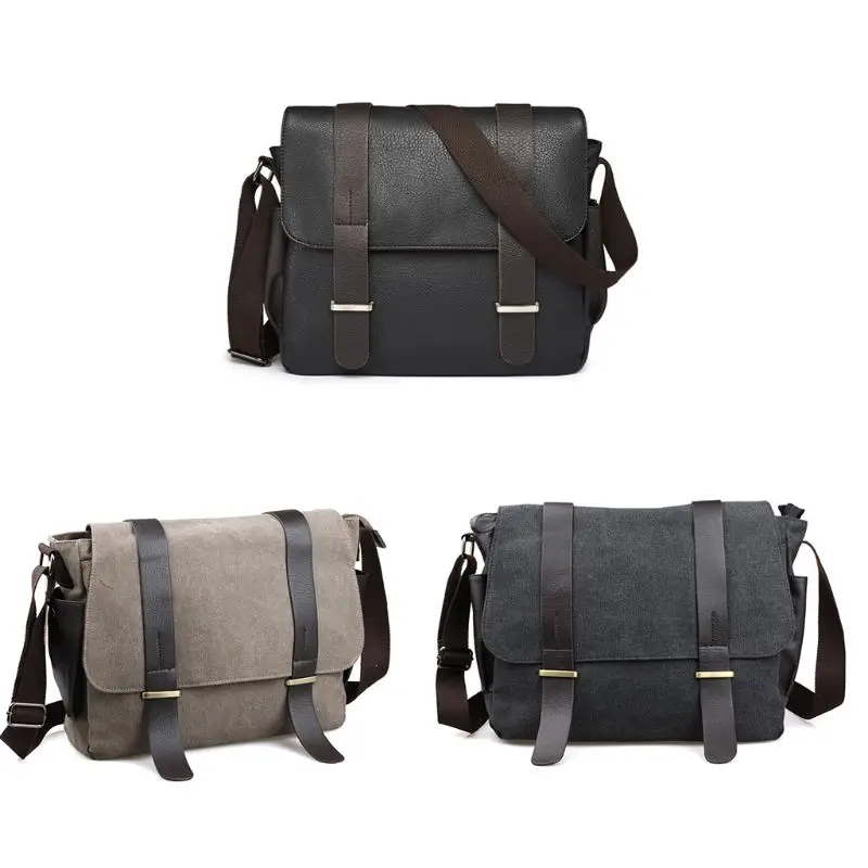 

Men Canvas Messenger Bag Vintage Satchel Briefcase Crossbody Shoulder Bag for Everyday Use F42A