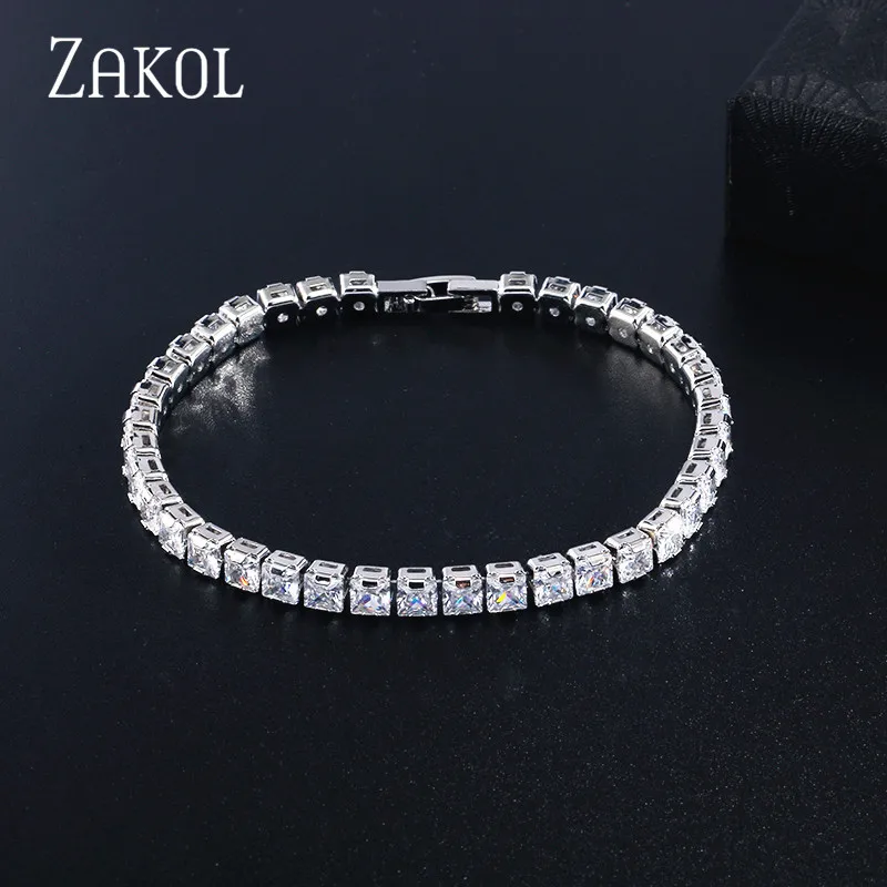 ZAKOL Hip круглый фианит кристалл Теннисный браслет и браслеты для женщин Подарки