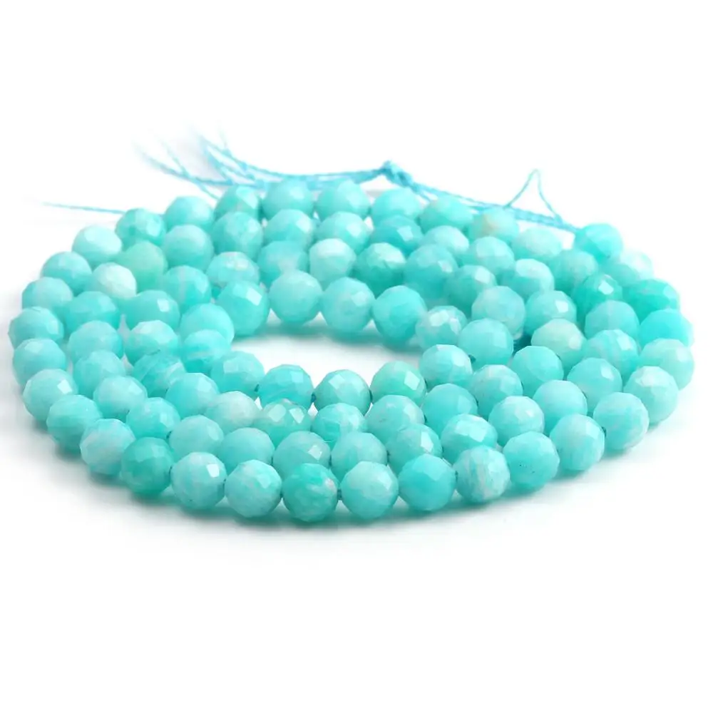 

Natural Stone Faceted Small Beads Amazonite Beaded 4 5 mm Loose Beads for Jewelry Making DIY Necklace Bracelet Accessories