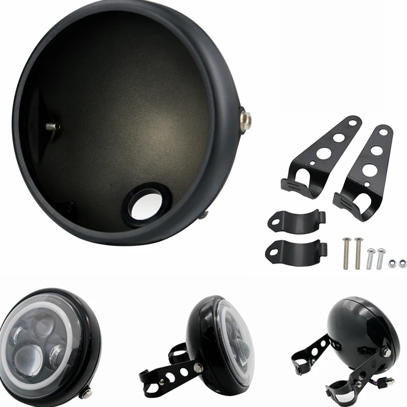 Motorcycle Outside Shell LED Headlight HeadLamp Housing Cover Bucket For Harley Honda Custo