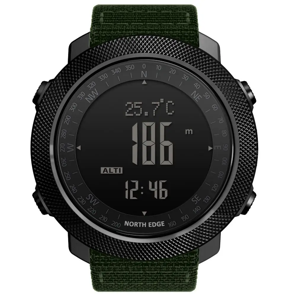 Nylon Green North Edge мужские часы спортивные военные цифровые часы барометр альтиметр часы мужские компас водонепроницаемые часы спортивные цифровые часы - Цвет: Nylon Green