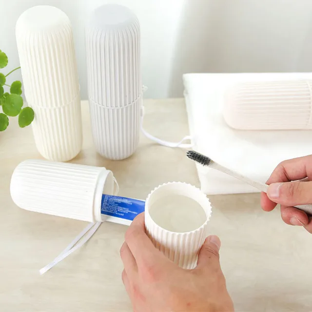 Fogkefe Tartó Borítóval Műanyag Fogkefék Fogkrém Tároló Doboz Hordozható Utazási Kemping Borító Otthoni Egészségügyi Szervező Tok - Image 4