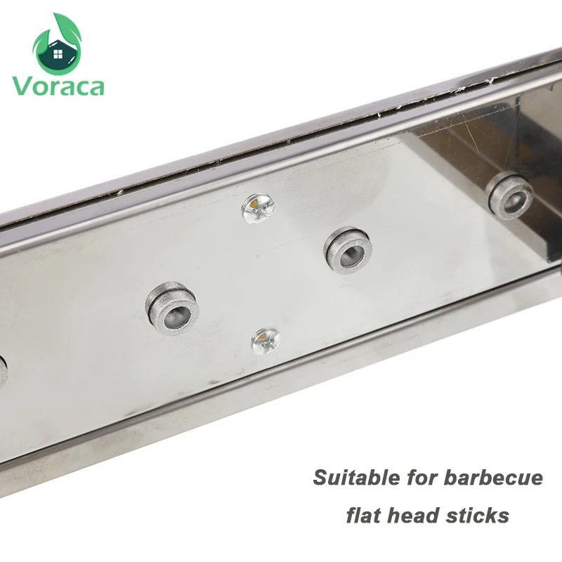 Barbecue Grill Automatic Flipping Stainless Steel Adjustable Width BBQ Shelf 10 Holes 10 BBQ Stickers Skewers Rolling Tools