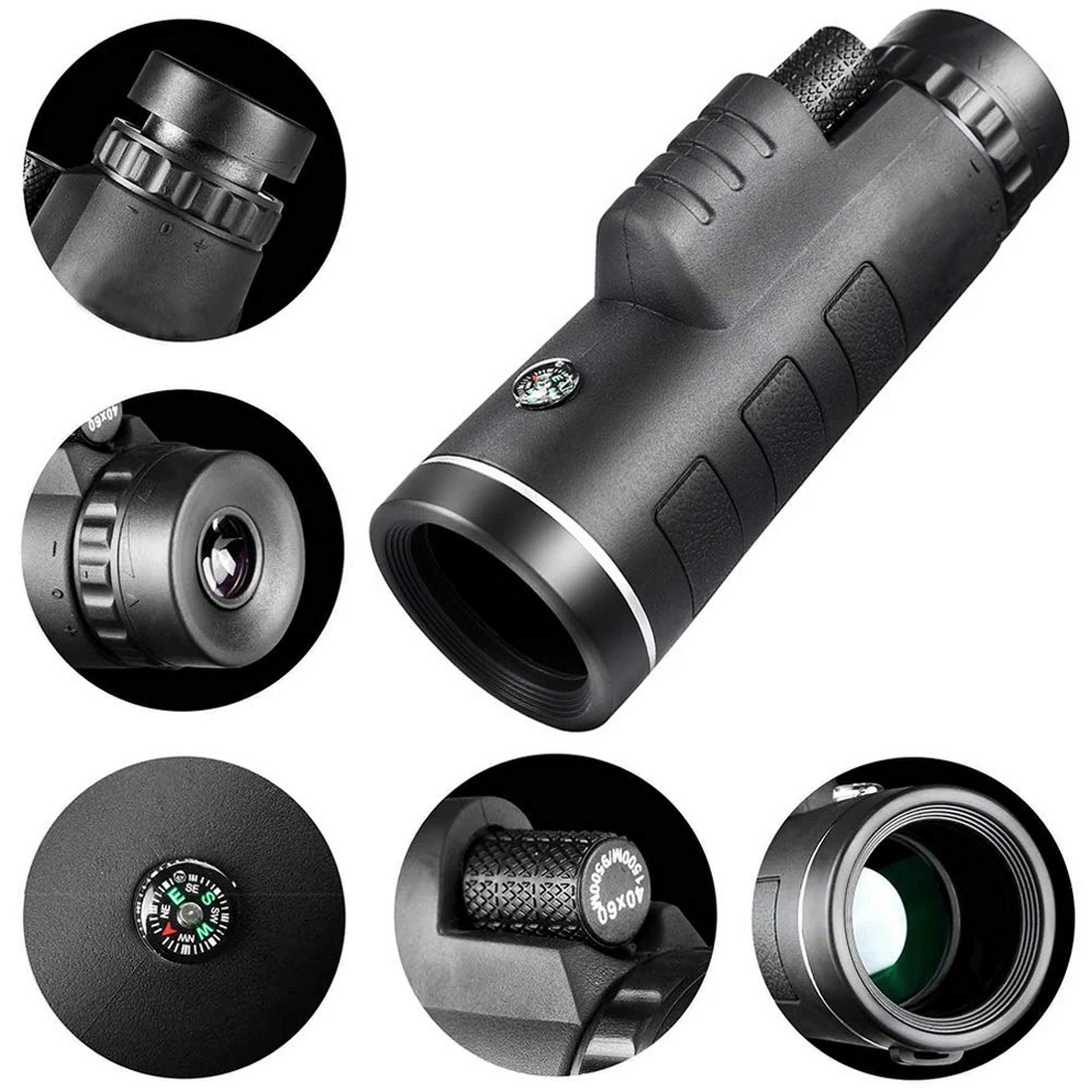 40X60 монокулярный телескоп для активного отдыха на открытом воздухе кемпинг и туризм высокой четкости телескоп и Компас телефон клип штатив