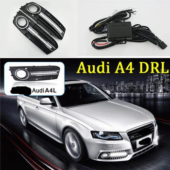 

ECAHAYAKU 1set car-styling For Audi A4 2009 2010 2011 2012 LED DRL Daytime driving Running Lights Daylight Fog Lamp cover hole