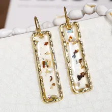 Boucles d'oreilles coquillage pour femmes, Style Vintage, transparentes, géométriques, rectangulaires, goutte, bijoux à la mode pour fête de mariage coréen, 2020