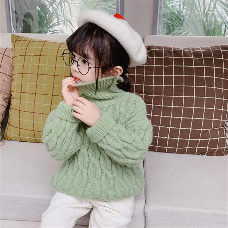 

Children's Wear Female Baby Plus Velvet Thick Twisted Turtleneck Autumn And Winter Models Warm Bottoming Shirt 3 Years Old