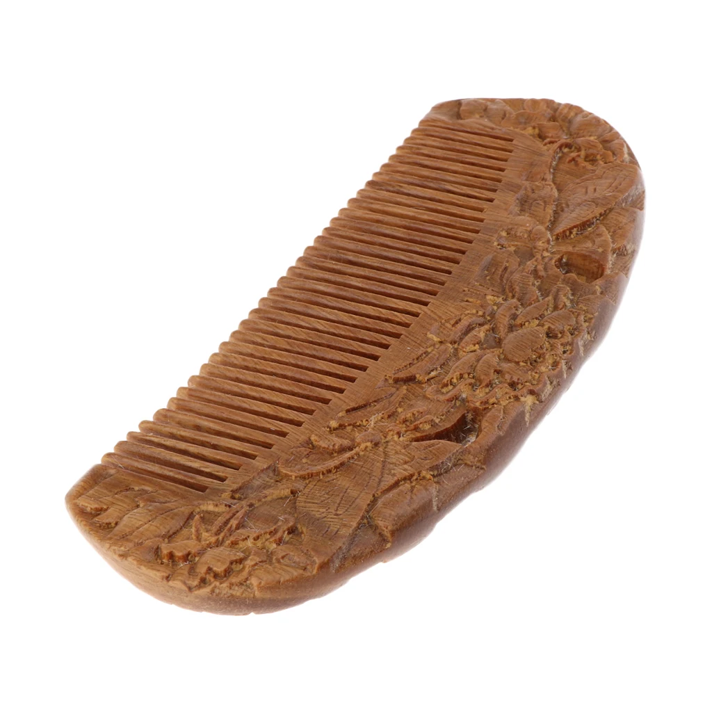 100% Natural Sandalwood Wooden Comb, Women Men Massage Hairbrush Regular Teeth, No Static & No Snag