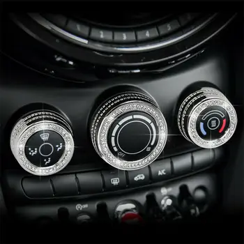 

Interior AC Button trim Accessories Set Rhineston Switch Knob Cover Decal